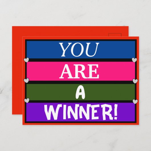 あなたは勝者カラフル引用文感動的 ポストカード (正面/裏面)