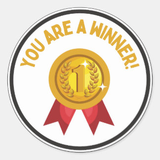 あなたは勝者金ゴールドで赤いナンバーワンリボンである ラウンドシール