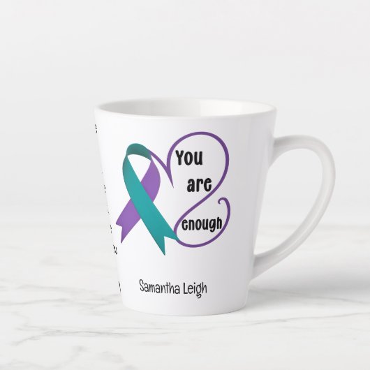 "あなたは十分である"癒し希望ミニマリスト引用文 カフェラテマグ (右)