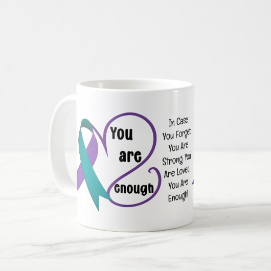 "あなたは十分である"癒し希望ミニマリスト引用文 コーヒーマグカップ (正面左)