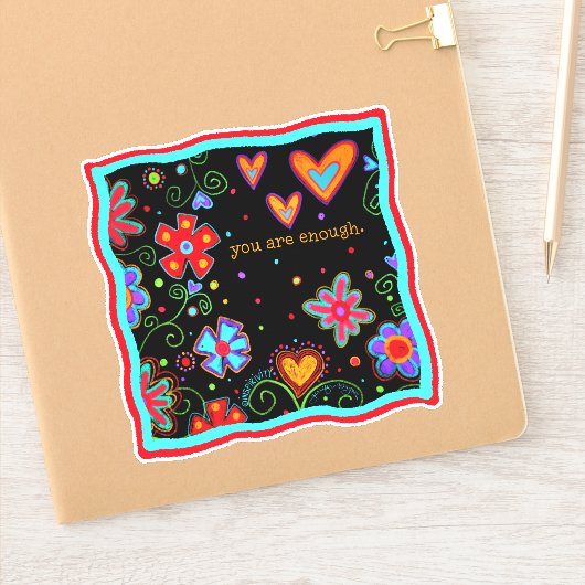 あなたは十分なおもしろい、黒、インスピリシティフローラ シール (ノートブック)