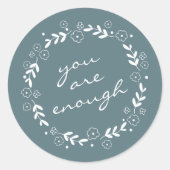 あなたは十分な引用文グレーティール（緑がかった色）フローラリース ラウンドシール (正面)