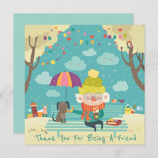 あなたは友人のホリデーカードになってくれてありがとう シーズンカード (正面/裏面)
