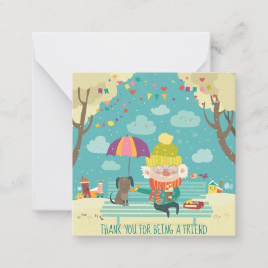 あなたは友達になってくれてありがとう ノートカード (正面)