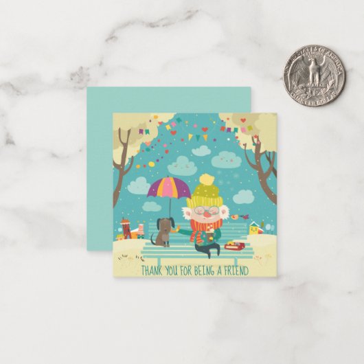 あなたは友達になってくれてありがとう ノートカード (正面/裏面インサイチュ)