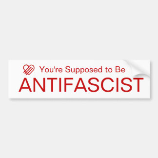 あなたは反ファシストのはず (白地に赤) バンパーステッカー