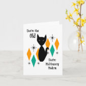 あなたは古くないあなたは中世紀の猫モダン星 カード (黄色い花)