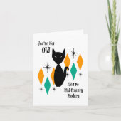 あなたは古くない、ミッドセンチュリー・モダンの猫の星たちよ カード (正面)