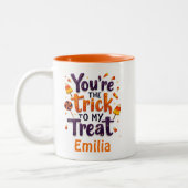 あなたは可愛い私のトリートネームのハロウィーン ツートーンマグカップ (左)