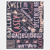 あなたは名素晴らし前はネイビパーソナライズされたピンク フリースブランケット (正面)