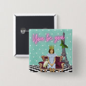 あなたは女の子の芸術を力ポップ・アートの付ける 缶バッジ (正面&裏面)