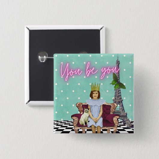 あなたは女の子の芸術を力ポップ・アートの付ける 缶バッジ (正面&裏面)