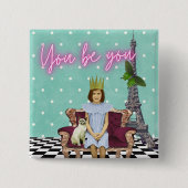 あなたは女の子の芸術を力ポップ・アートの付ける 缶バッジ (正面)