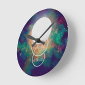 あなたは宇宙星雲の満月 ラウンド壁時計 (傾斜)
