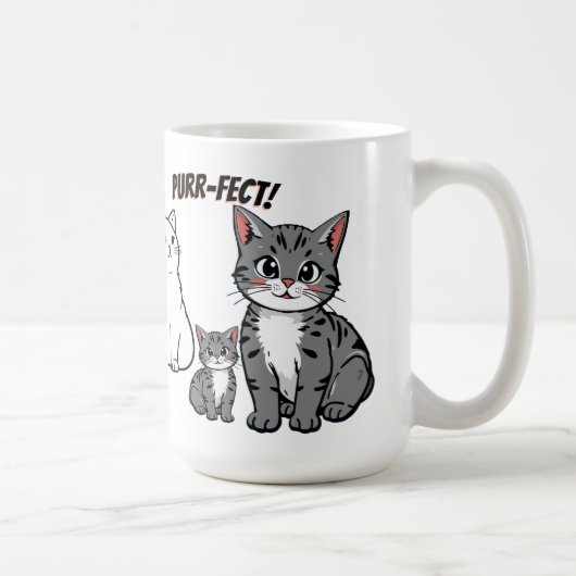 あなたは完璧な猫のアニメとハート コーヒーマグカップ (右)