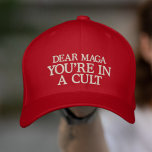 あなたは宗教的な赤い刺繍入りの野球帽をかぶって 刺繍入りキャップ<br><div class="desc">「MAGA、親愛あなたはIN A CULT」という言葉で刺繍されたアンチマガの政治認識度で、さまざまな帽子スタイルや色で利用できる</div>