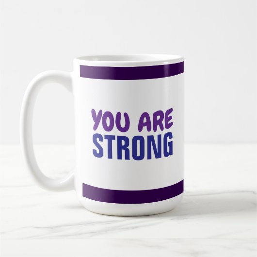あなたは強い紫の青の持続の励ましである コーヒーマグカップ (左)