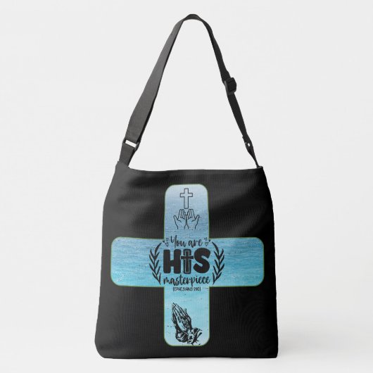 "あなたは彼の最高傑作"聖書の節 クロスボディバッグ (裏面)