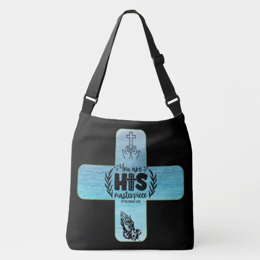"あなたは彼の最高傑作"聖書の節 クロスボディバッグ (正面)