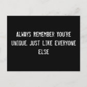 あなたは忘れなユニークいで。みんなと同じ  ポストカード (正面)