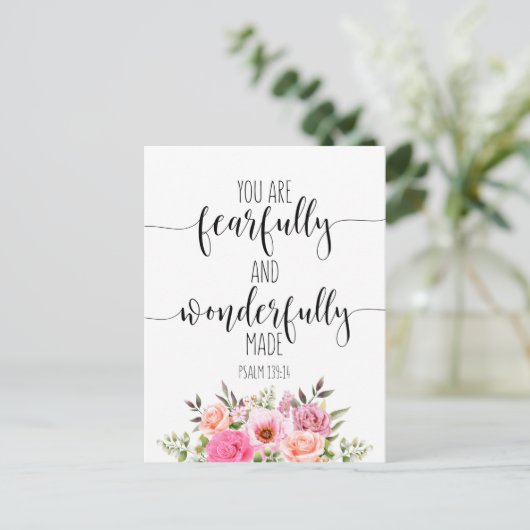 あなたは恐ろしくも素晴らしく創造されている、詩篇139:14 ポストカード (スタンド正面)