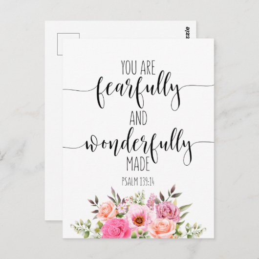 あなたは恐ろしくも素晴らしく創造されている、詩篇139:14 ポストカード (正面/裏面)