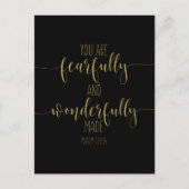 あなたは恐ろしくも素晴らしく創造されている、詩篇139:14 ポストカード (正面)