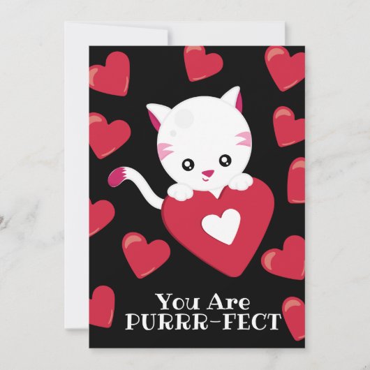 あなたは意図的な子猫赤いハートパターンバレンタイン シーズンカード (正面)