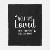 あなたは愛されたハート白黒素朴国 フリースブランケット (正面)