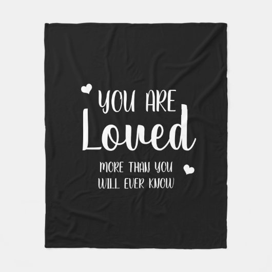 あなたは愛されたハート白黒素朴国 フリースブランケット (正面)