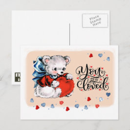 あなたは愛されたヴィンテージテディベアバレンタインデー シーズンポストカード