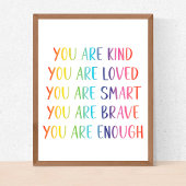 あなたは愛されているおもしろいレインボー肯定子供部屋 ポスター