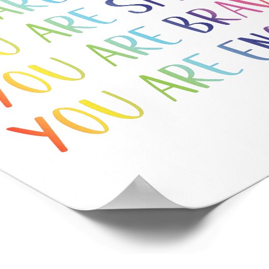 あなたは愛されているおもしろいレインボー肯定子供部屋 ポスター (角)