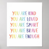 あなたは愛されているおもしろいレインボー肯定子供部屋 ポスター (正面)