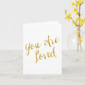 あなたは愛されている引用文フェイクゴールドフォイルメタルデザイン カード (黄色い花)