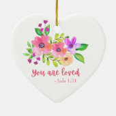 あなたは愛されている聖なる書物、 経典フローラクリスチャン引用文 セラミックオーナメント (裏面)