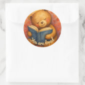 あなたは愛されている - かわいいクマの丸いステッカー ラウンドシール (バッグ)