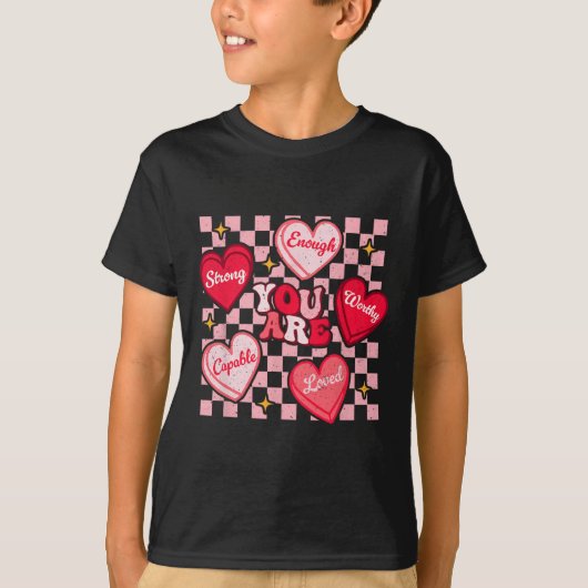 あなたは愛されるに値するキャンディハート先生Va Tシャツ (正面)