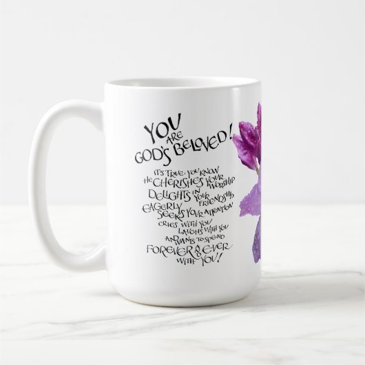 あなたは愛される愛されるシャクナゲの紫 コーヒーマグカップ (左)