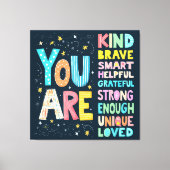 あなたは感動的引用文前向きタイポグラフィ キャンバスプリント (正面)