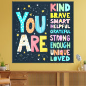 あなたは感動的引用文前向きタイポグラフィ キャンバスプリント (インサイチュ (リビング))