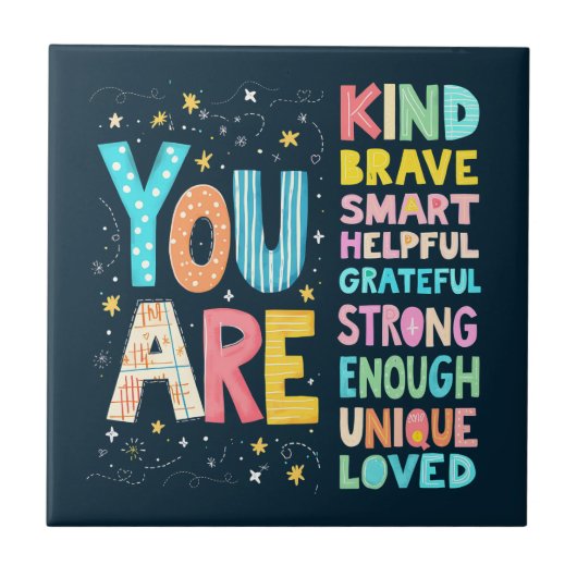 あなたは感動的引用文前向きタイポグラフィ タイル (正面)