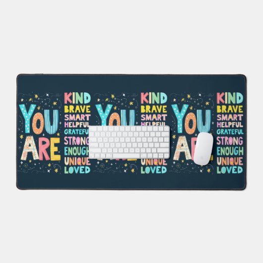 あなたは感動的引用文前向きタイポグラフィ デスクマット (キーボード&マウス)