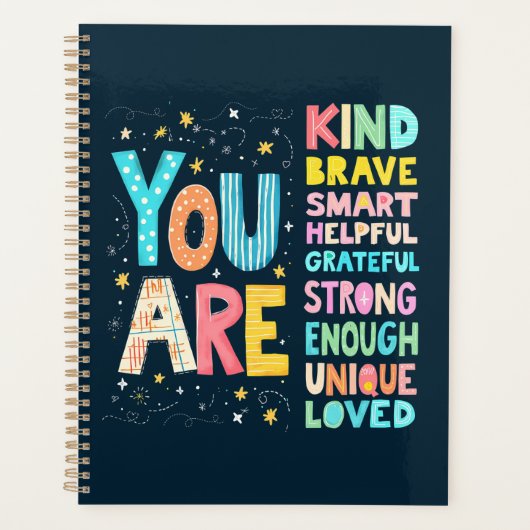 あなたは感動的引用文前向きタイポグラフィ プランナー手帳 (正面)