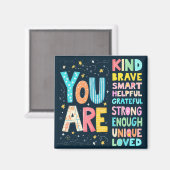 あなたは感動的引用文前向きタイポグラフィ マグネット (正面/裏面)