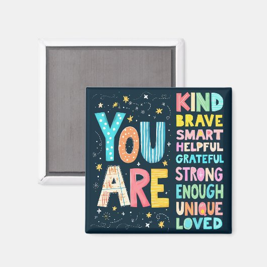 あなたは感動的引用文前向きタイポグラフィ マグネット (正面/裏面)