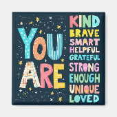 あなたは感動的引用文前向きタイポグラフィ マグネット (正面)