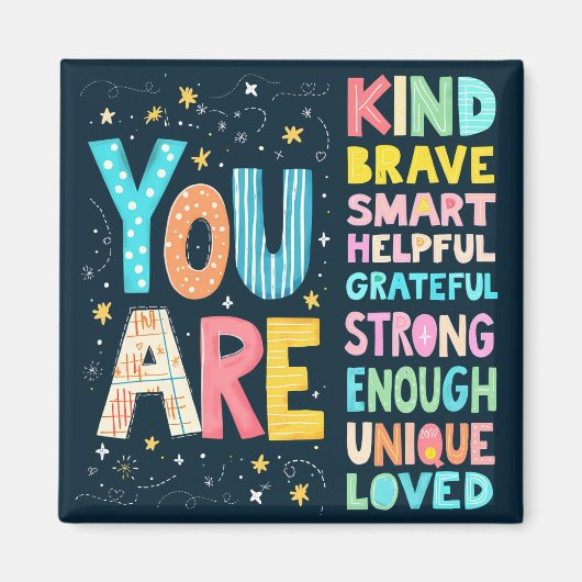 あなたは感動的引用文前向きタイポグラフィ マグネット (正面)