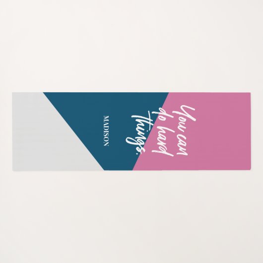 あなたは懸命事行うことができるピンクブルーグレーモダンカスタム ヨガマット (裏面(横))