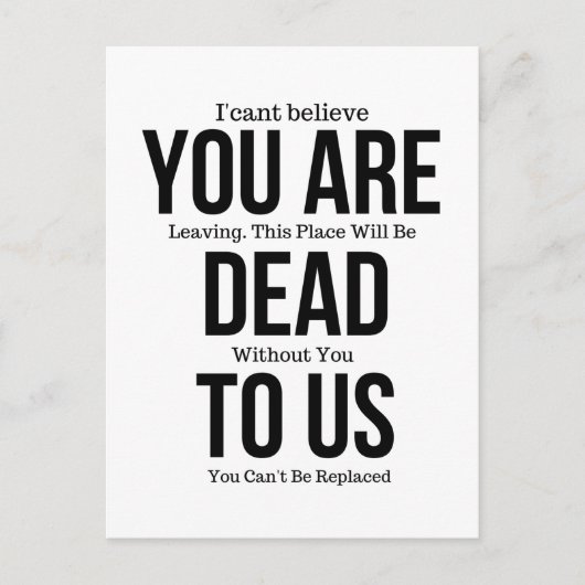 あなたは我々に今すぐ死亡，同僚FarewelL ポストカード (正面)